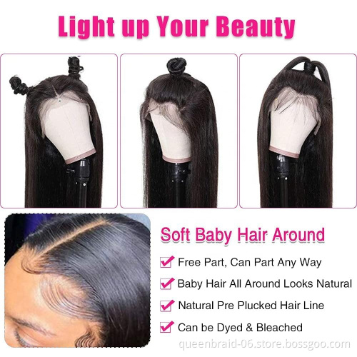 Transparent Lace Front Wigs Human Hair Straight Lace Front Wigs 4x4 HD Lace Closure Wigs Human Hair Pre Plucked Natural Color
